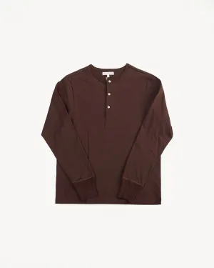 206.19 - 7.2oz Loopwheeled Henley Classic Fit - Coffee