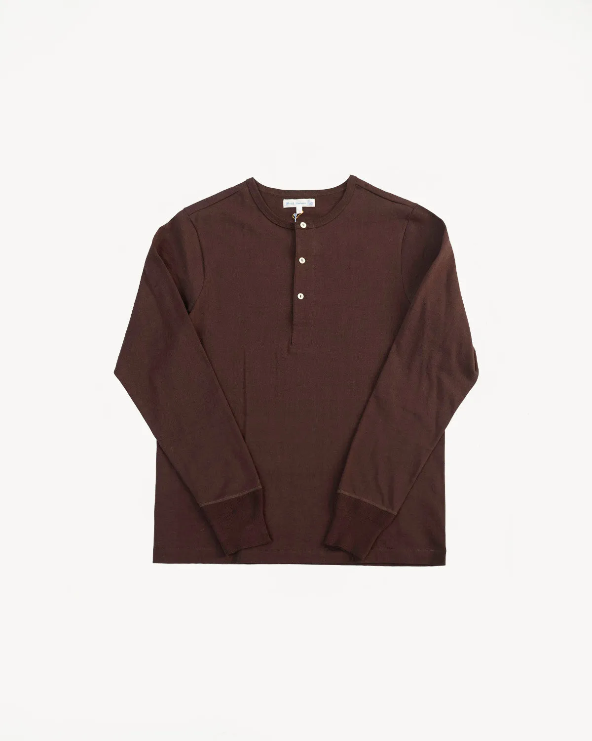 206.19 - 7.2oz Loopwheeled Henley Classic Fit - Coffee