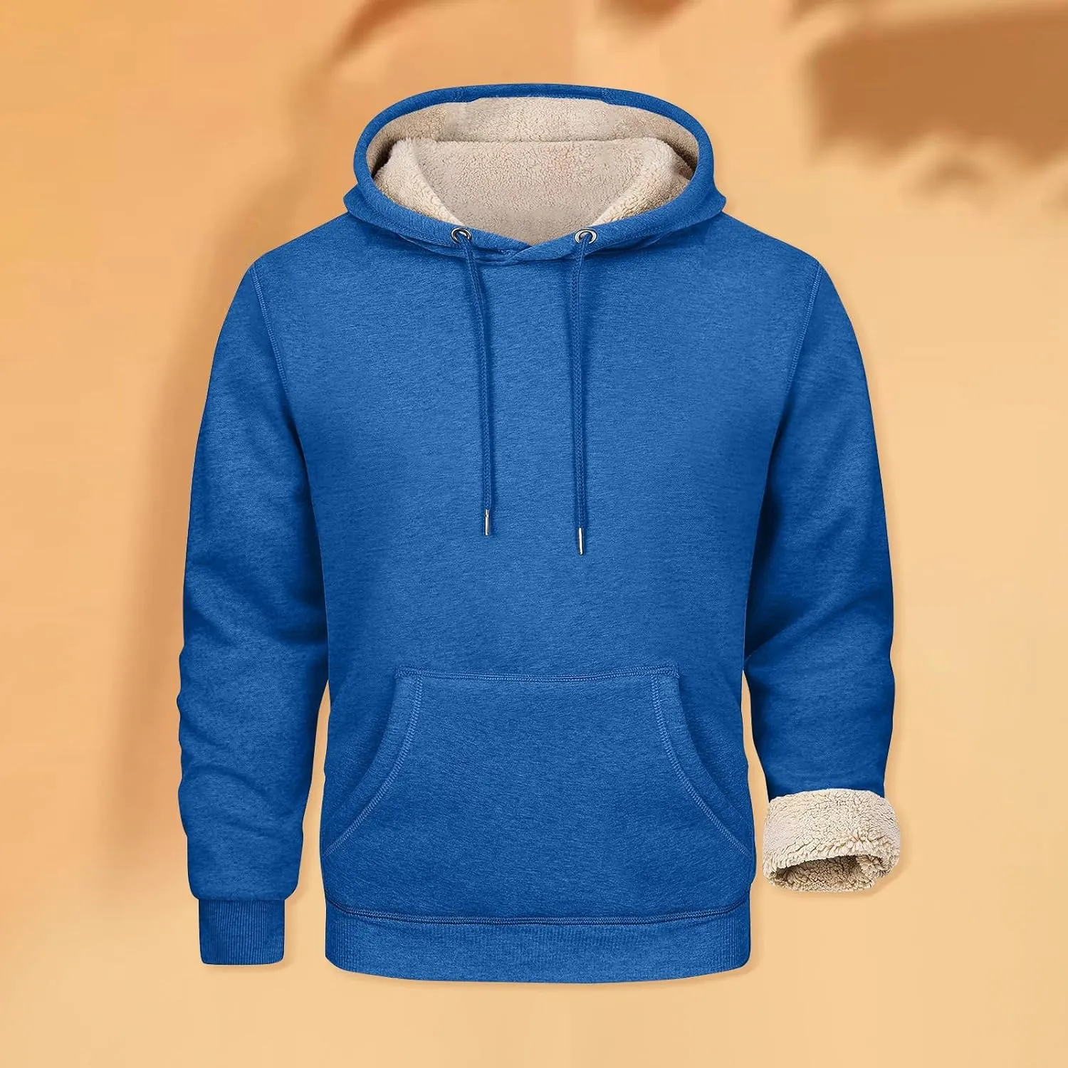 ADHOWBEW Mens Thermal Long Sleeve Thick Sweatshirts Pullover Sherpa Lined Heavy Weight Cold Weather Fleece Hoodies