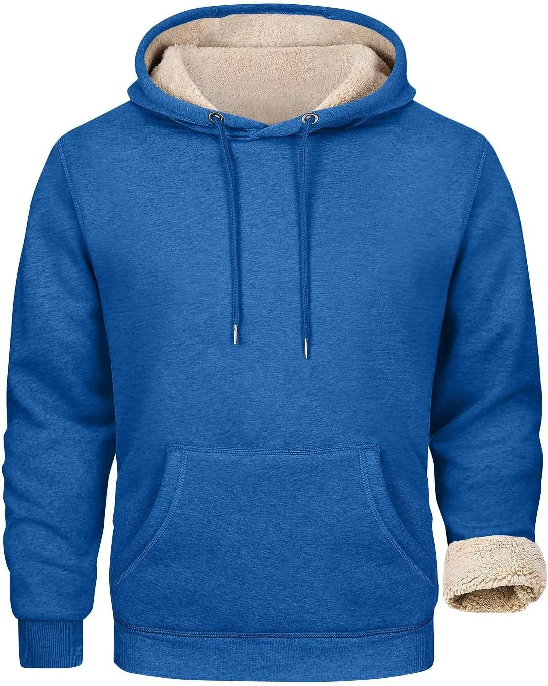 ADHOWBEW Mens Thermal Long Sleeve Thick Sweatshirts Pullover Sherpa Lined Heavy Weight Cold Weather Fleece Hoodies