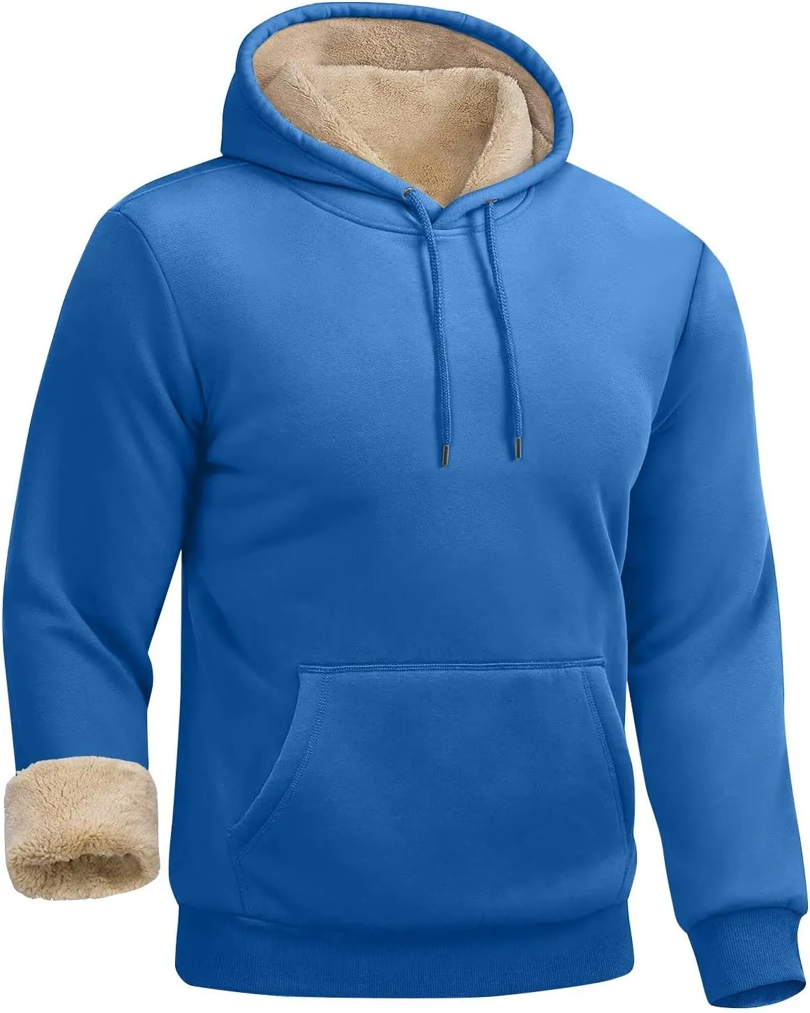 ADHOWBEW Mens Thermal Long Sleeve Thick Sweatshirts Pullover Sherpa Lined Heavy Weight Cold Weather Fleece Hoodies