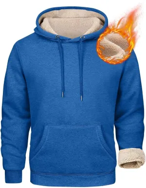 ADHOWBEW Mens Thermal Long Sleeve Thick Sweatshirts Pullover Sherpa Lined Heavy Weight Cold Weather Fleece Hoodies