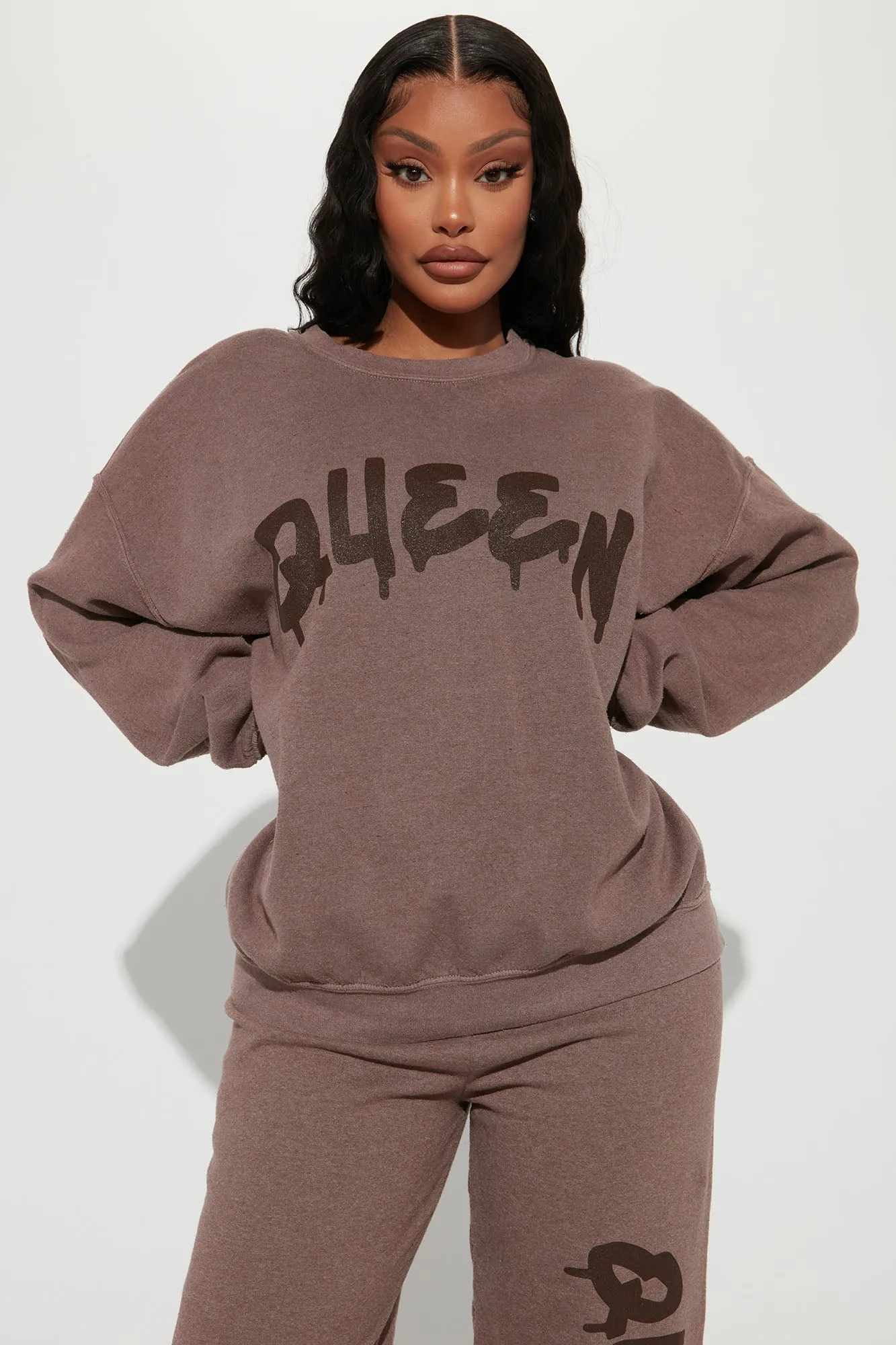 Always A Queen Jogger Set  - Brown