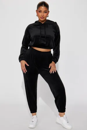 Anytime Anywhere Velour Jogger Set - Black