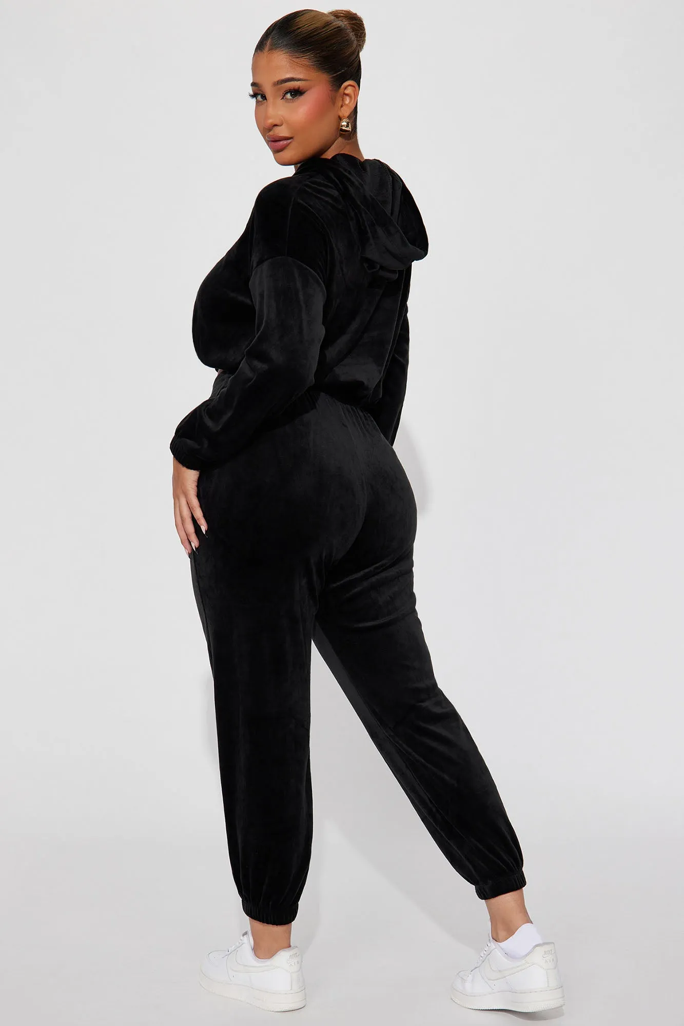 Anytime Anywhere Velour Jogger Set - Black