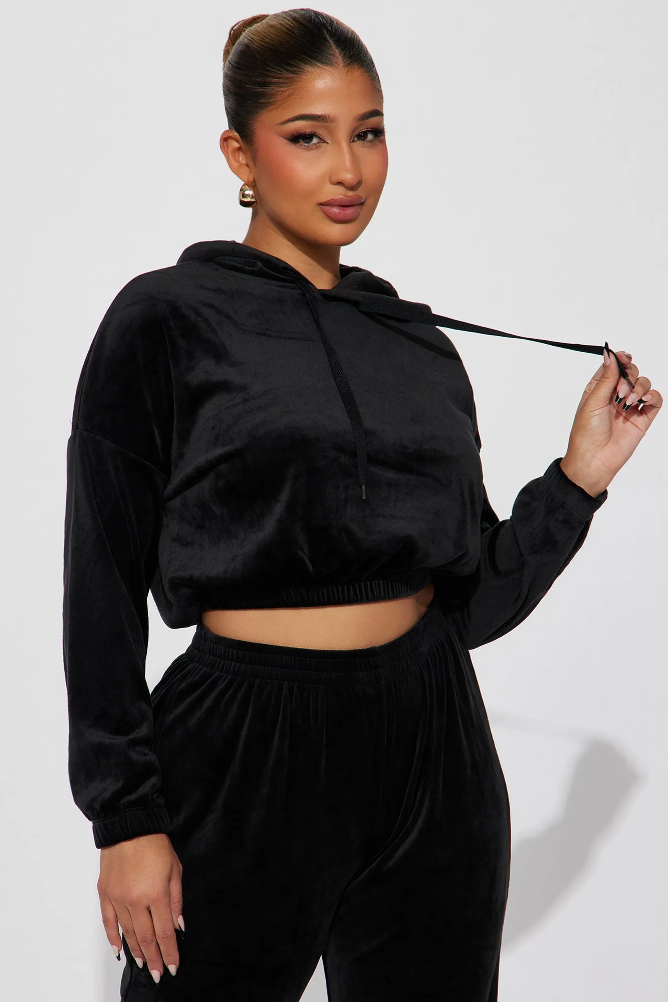 Anytime Anywhere Velour Jogger Set - Black