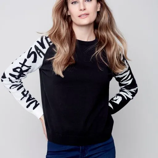Artwork Sleeve Raglan Sweaterp