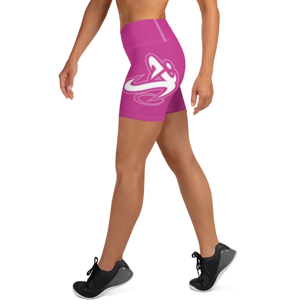 Athletic Apparatus Pink White logo White stitch Yoga Shorts