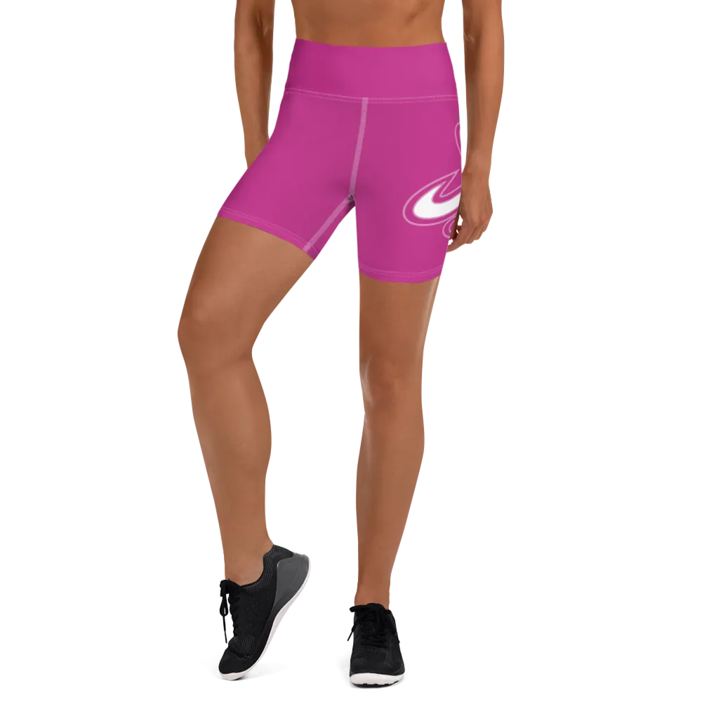 Athletic Apparatus Pink White logo White stitch Yoga Shorts