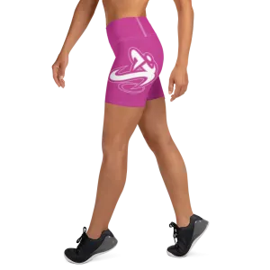 Athletic Apparatus Pink White logo White stitch Yoga Shorts