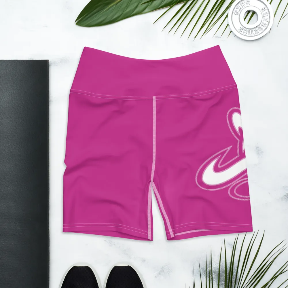 Athletic Apparatus Pink White logo White stitch Yoga Shorts