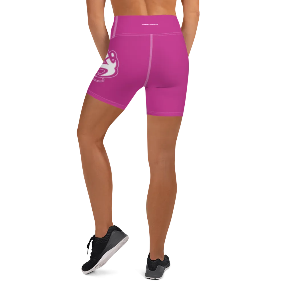 Athletic Apparatus Pink White logo White stitch Yoga Shorts