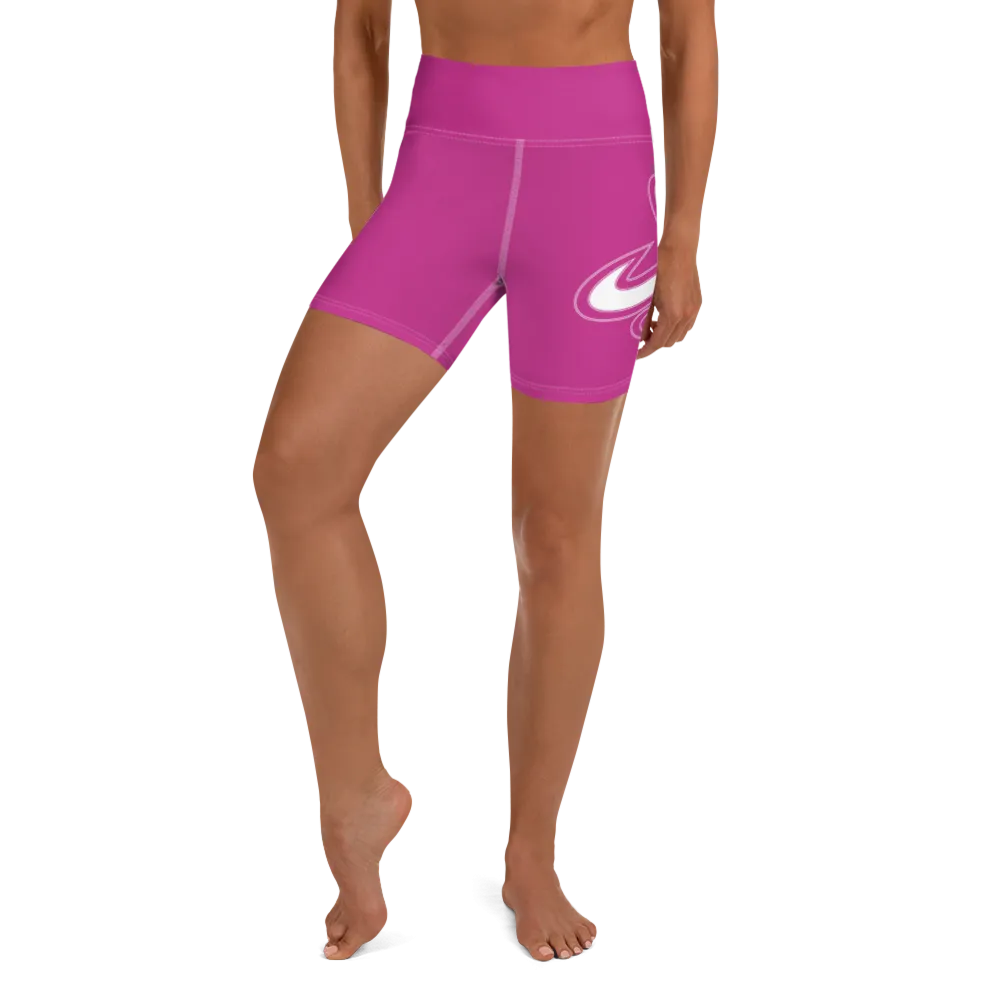 Athletic Apparatus Pink White logo White stitch Yoga Shorts