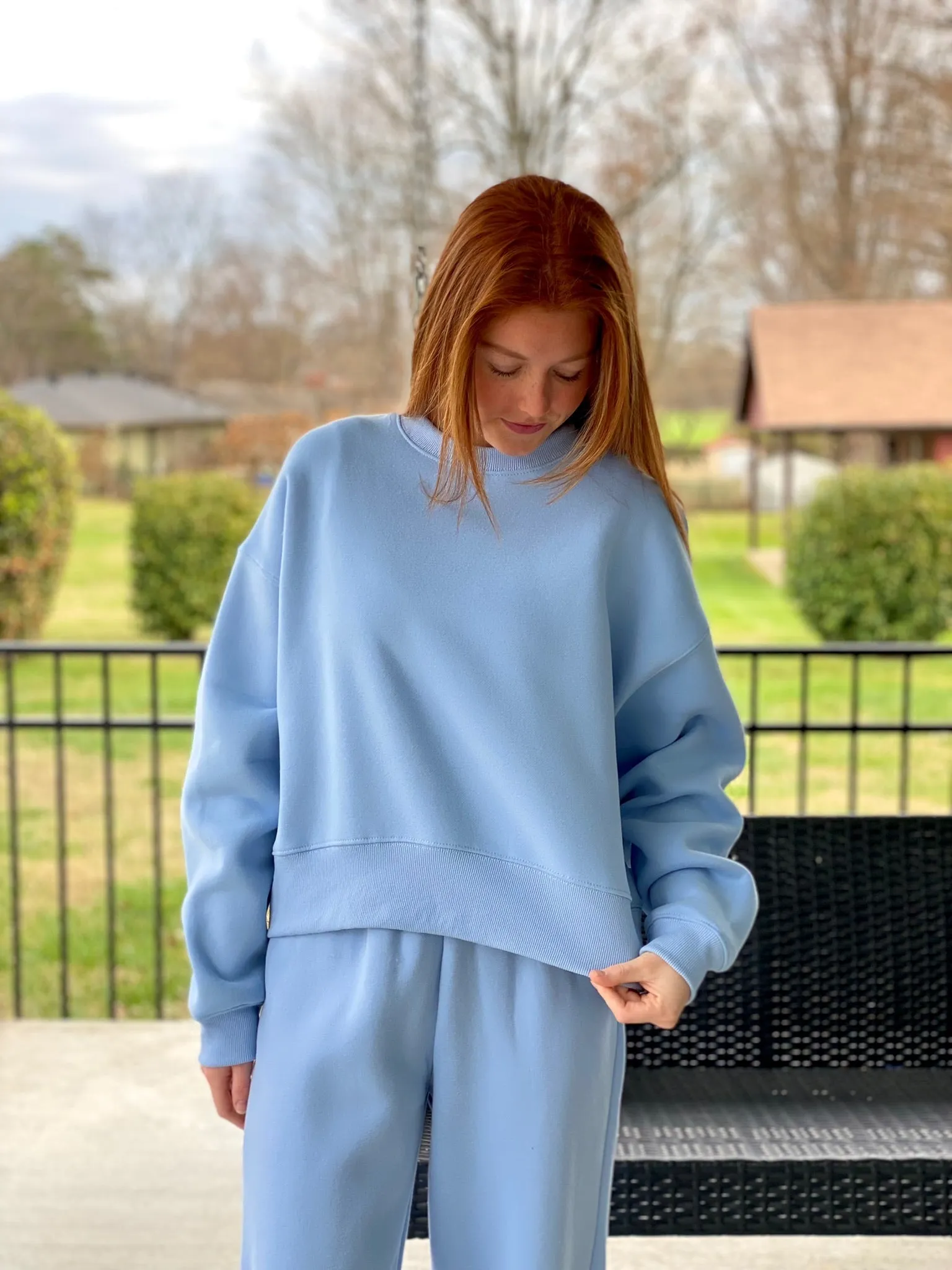 Baby Blue Dropped Shoulder Sweatshirt