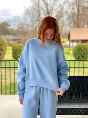Baby Blue Dropped Shoulder Sweatshirt