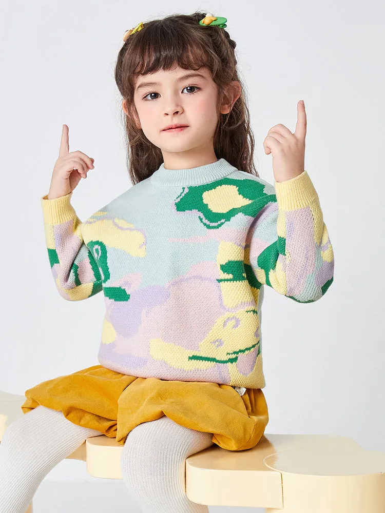 Balabala Kids Girl Abstract Artistic Printed Comfortable Sweater