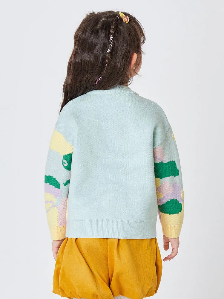 Balabala Kids Girl Abstract Artistic Printed Comfortable Sweater