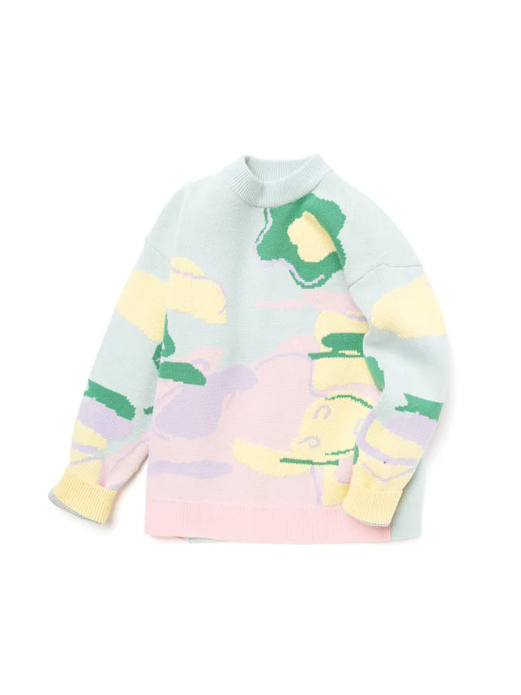 Balabala Kids Girl Abstract Artistic Printed Comfortable Sweater
