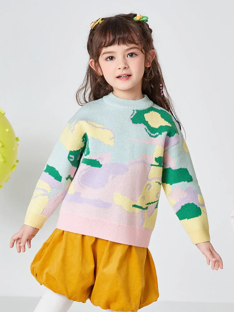 Balabala Kids Girl Abstract Artistic Printed Comfortable Sweater