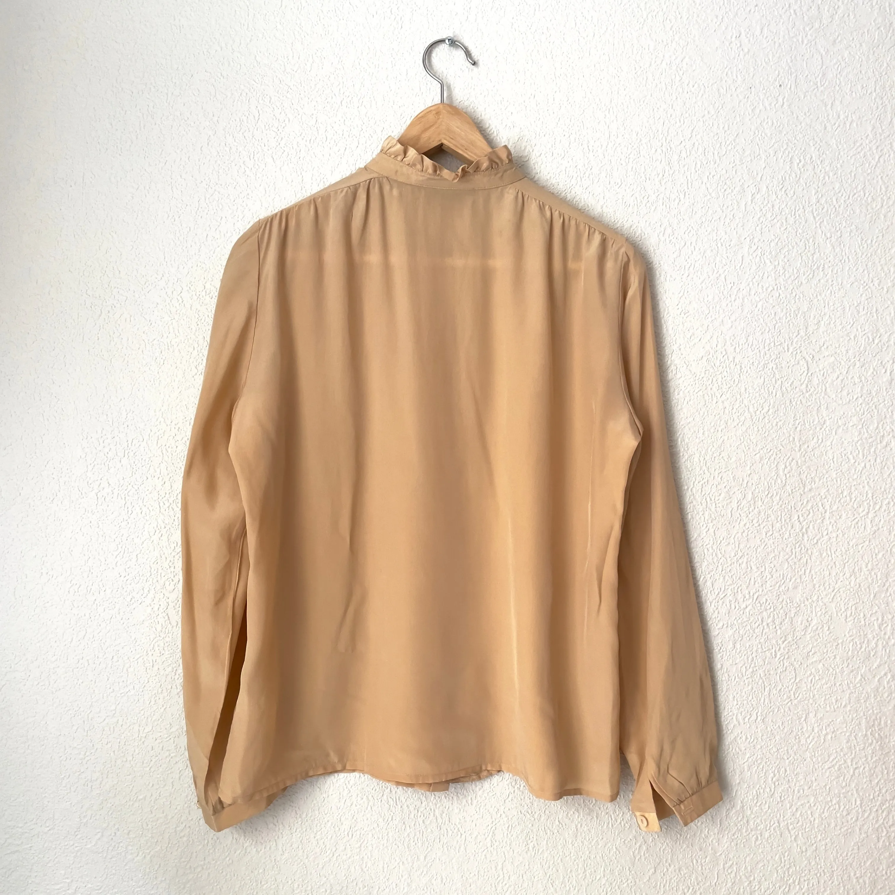 Beige Ruffle Silk Blouse