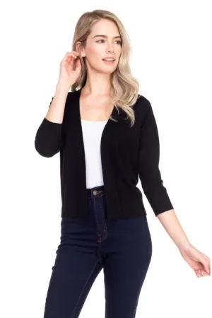 Black 3/4 Sleeve Cardigan