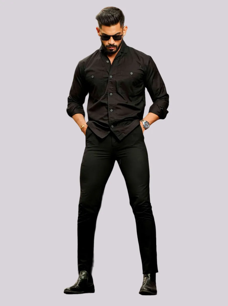 BLACK GIZA COTTON OVER SHIRT