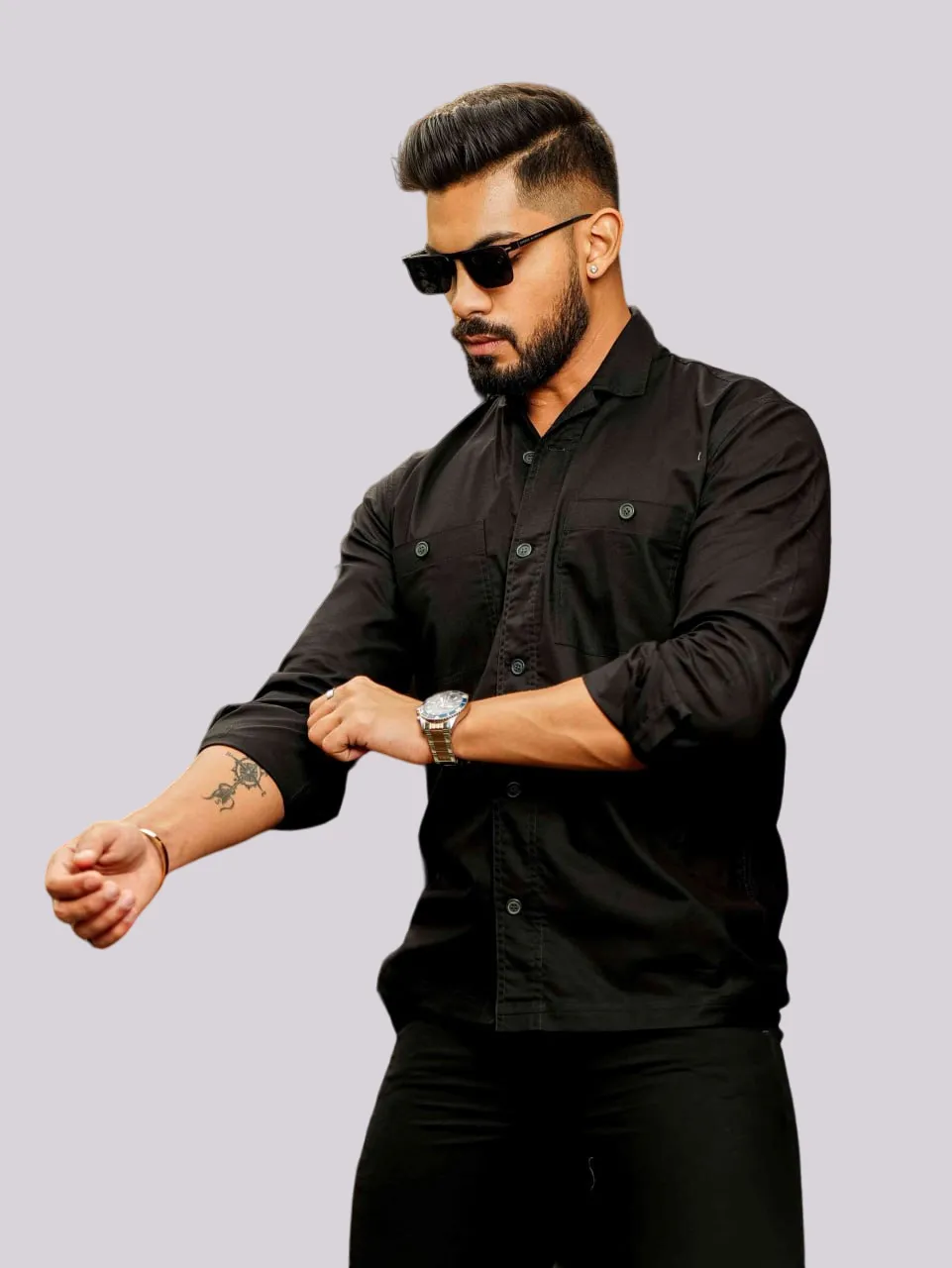 BLACK GIZA COTTON OVER SHIRT