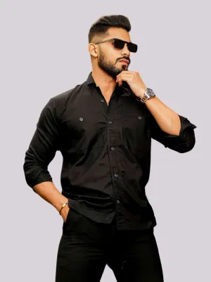 BLACK GIZA COTTON OVER SHIRT