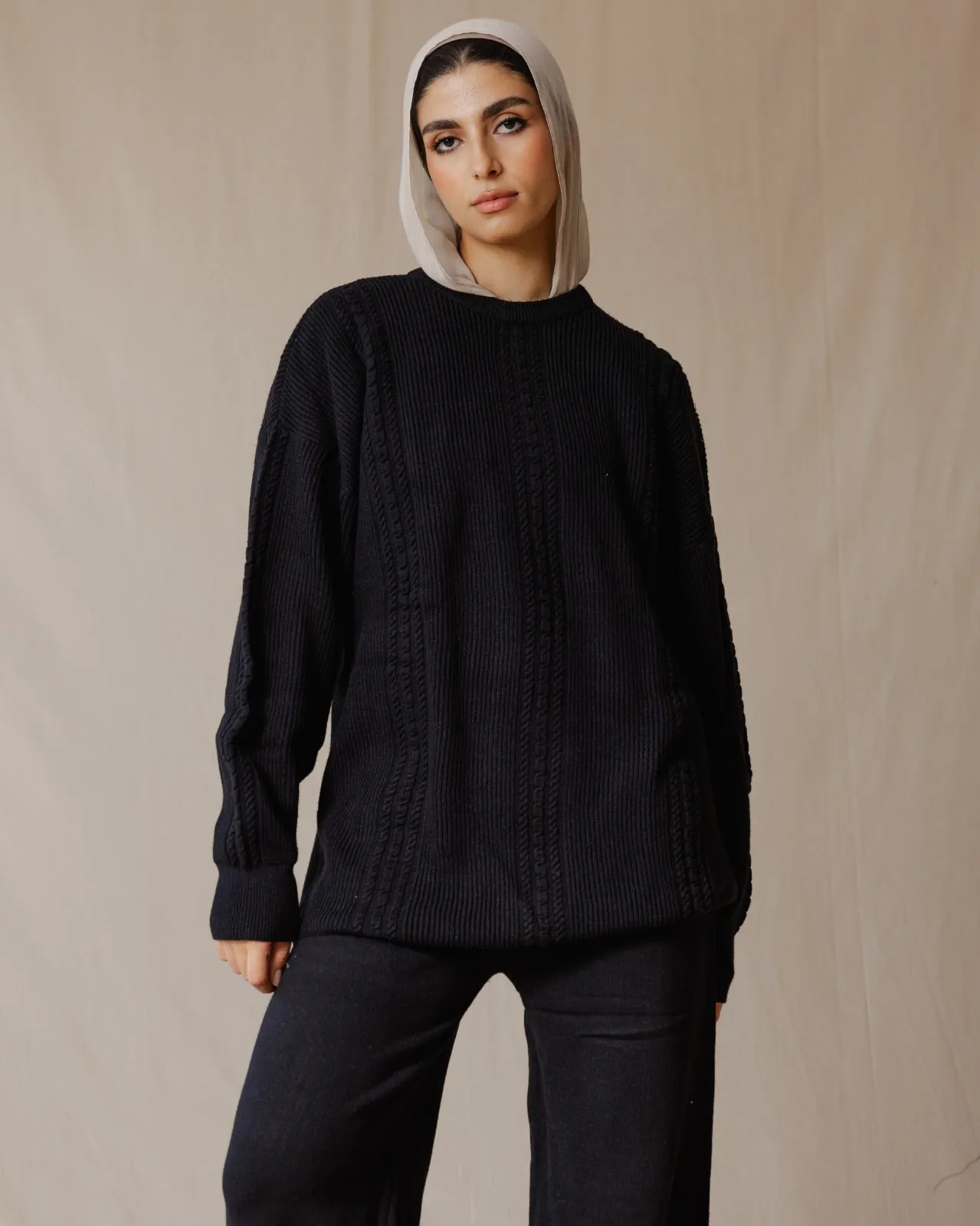 Braided Knit Set Black