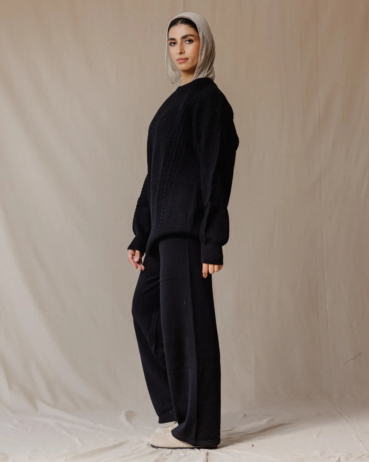 Braided Knit Set Black