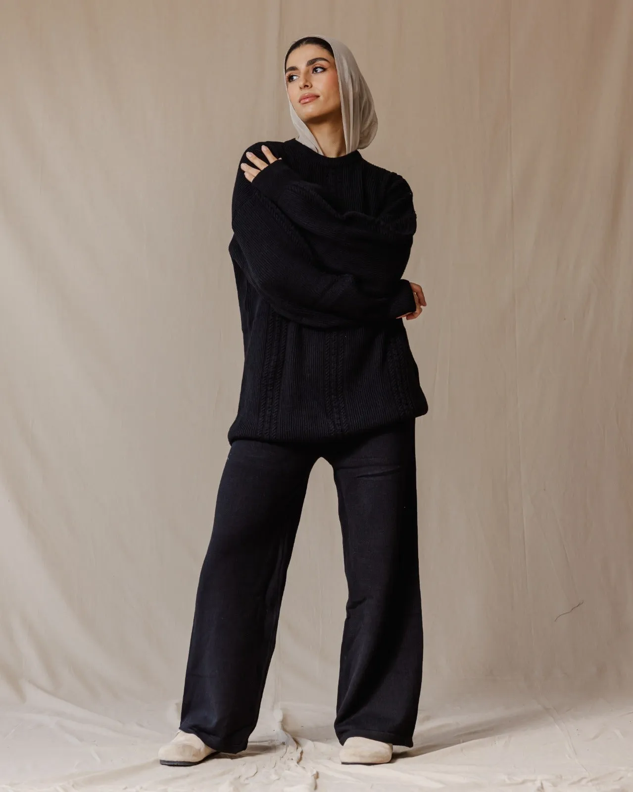 Braided Knit Set Black
