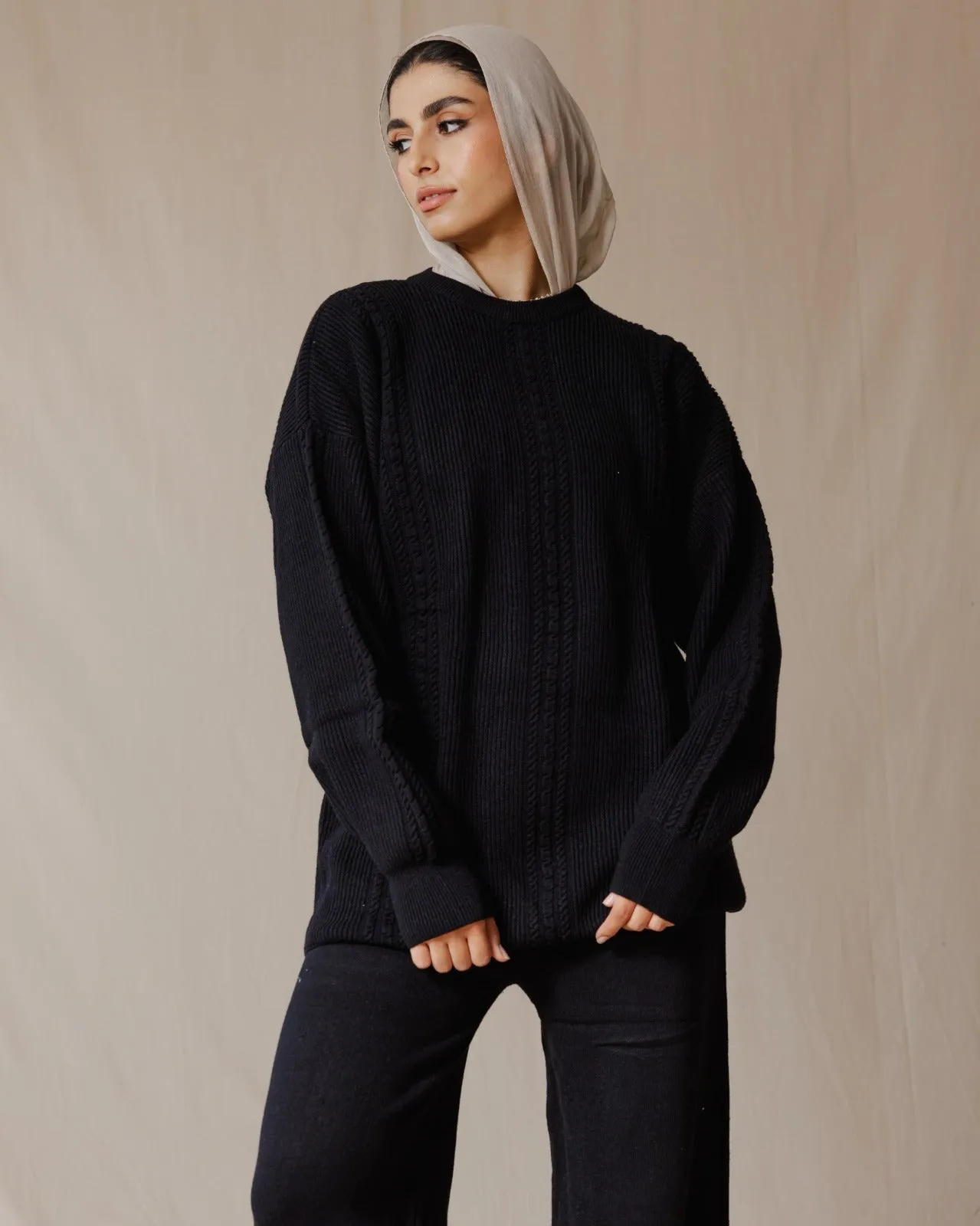 Braided Knit Set Black
