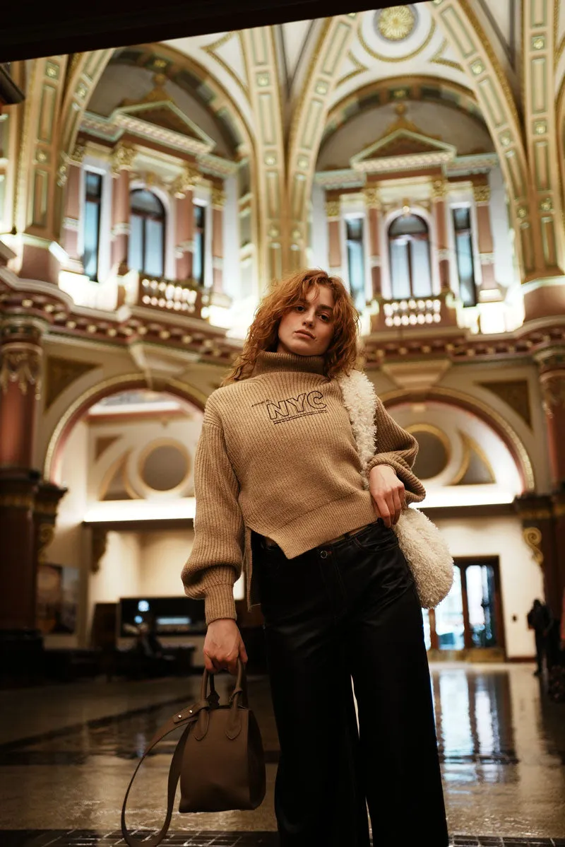 Brown turtle neck knitwear | NYC KNIT