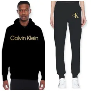 CALVIN KLEIN: Gold Metallic Hoodie/Jogger Set