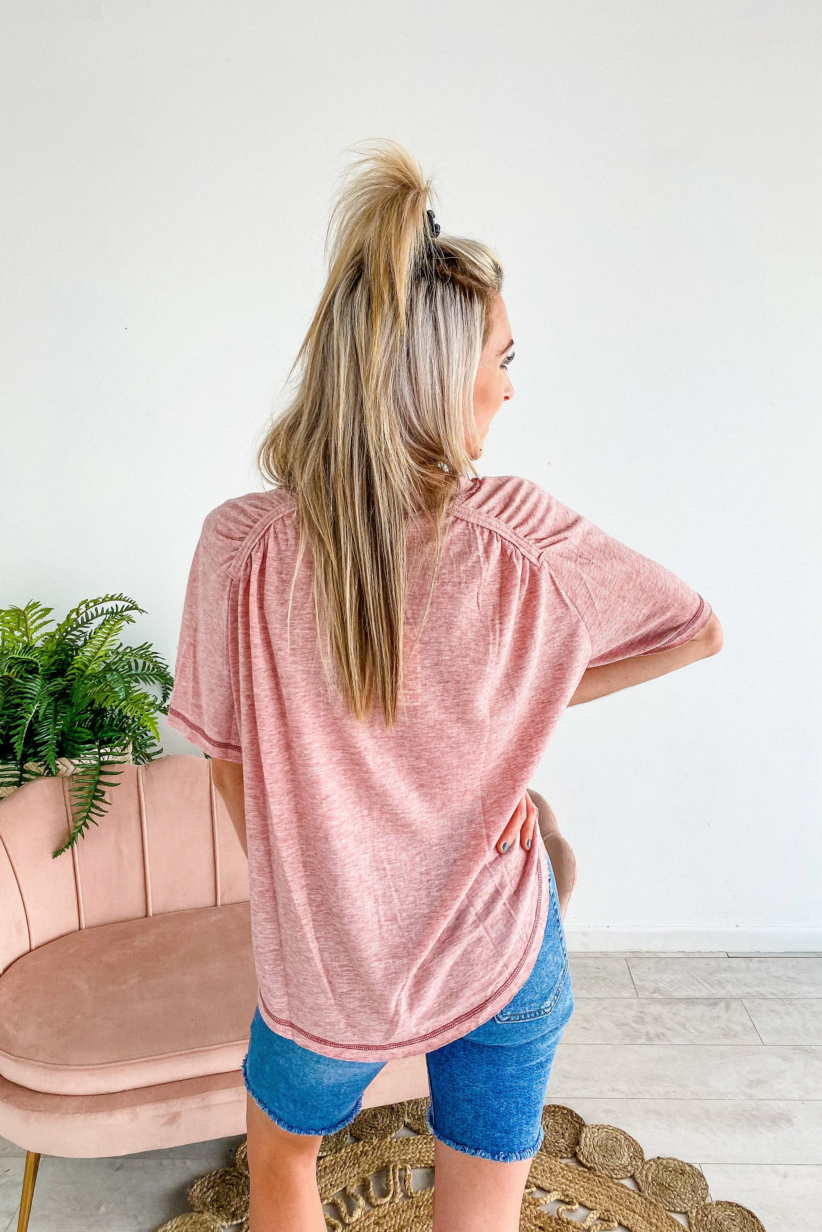 Camryn Blush Burnout Pocket Tee