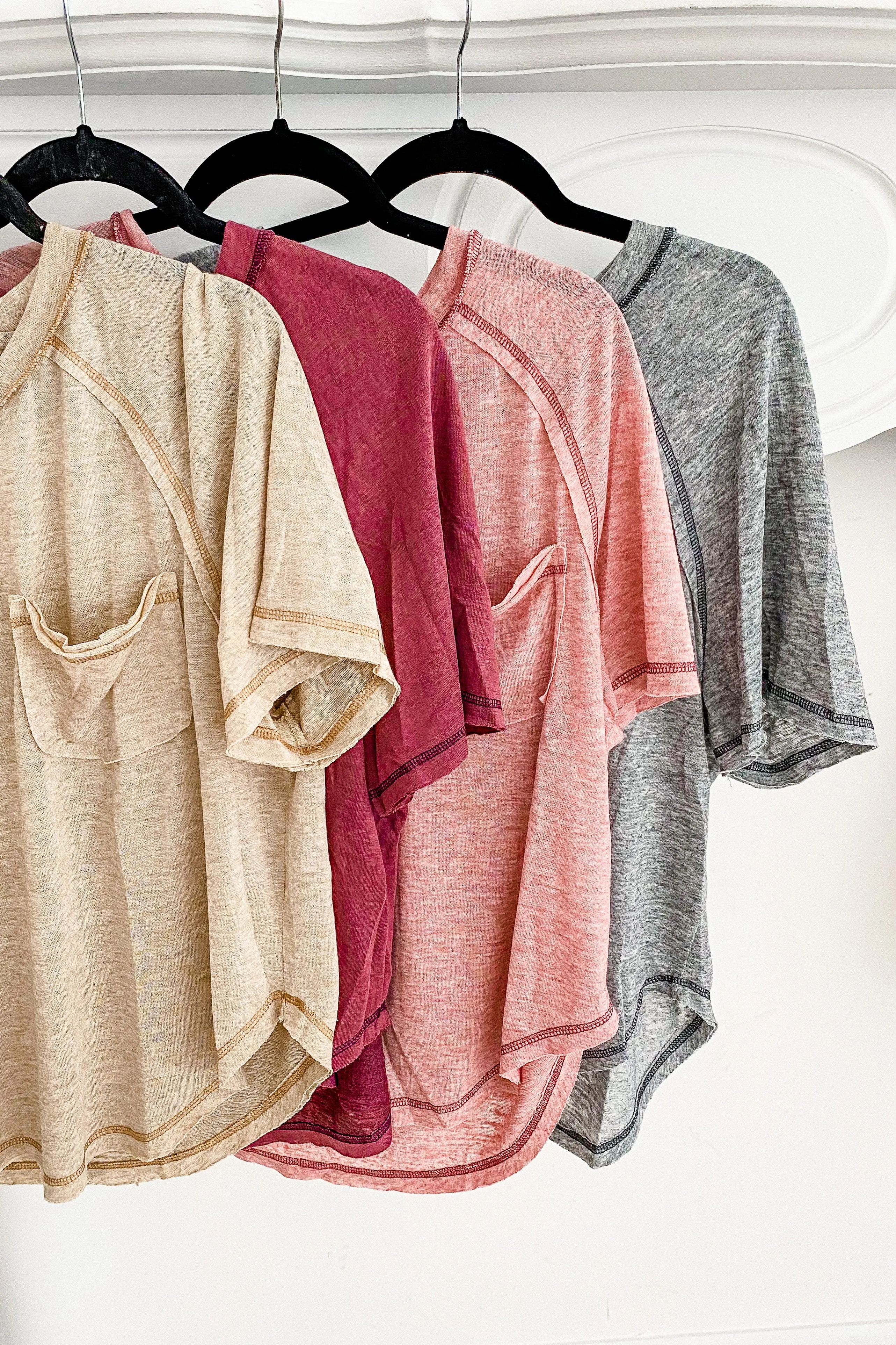 Camryn Blush Burnout Pocket Tee