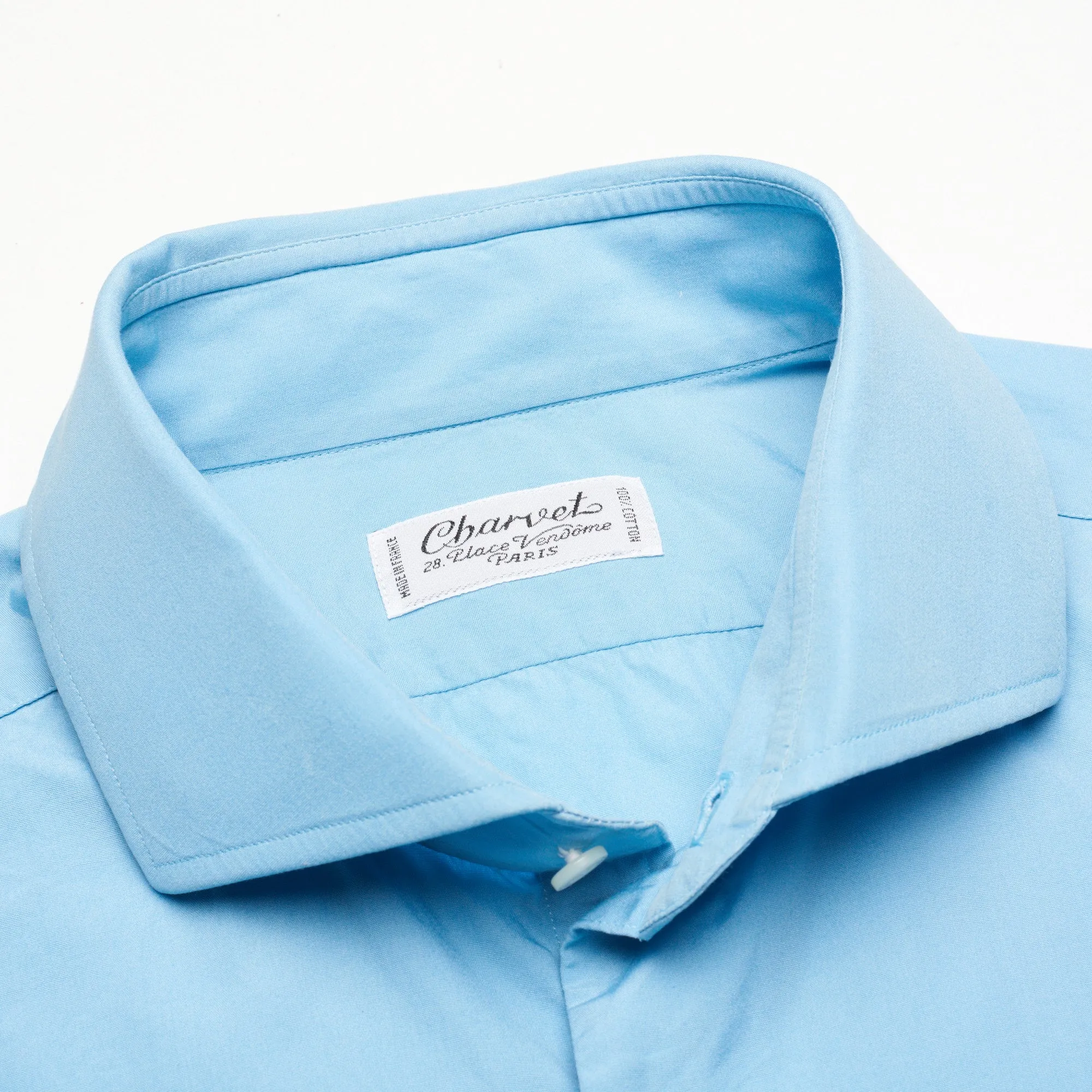 CHARVET Paris Handmade Blue Cotton Dress Shirt EU 40 US 15.75