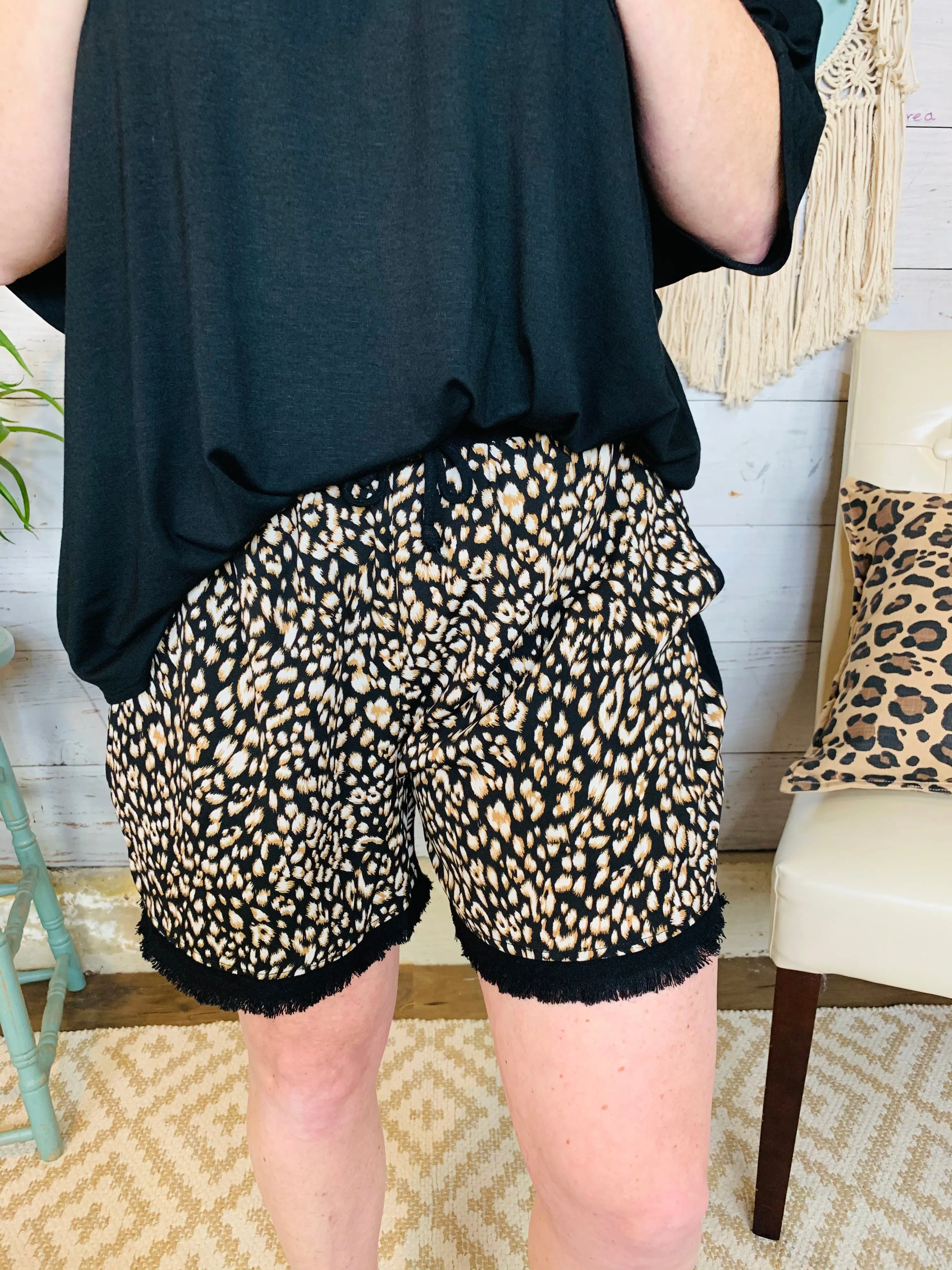 Cheetah Print Drawstring Shorts