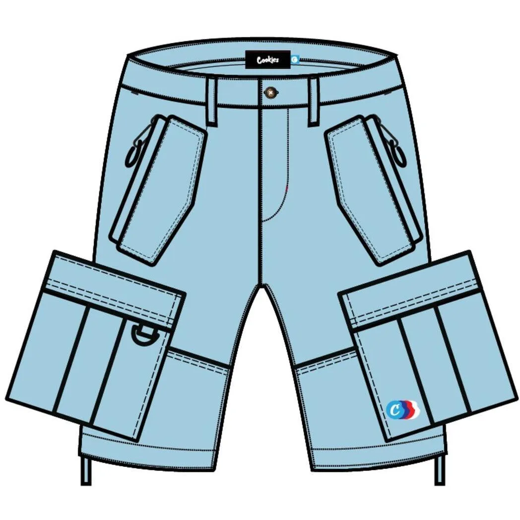 Cookies Back To Back Herringbone Powder Blue Cargo Shorts