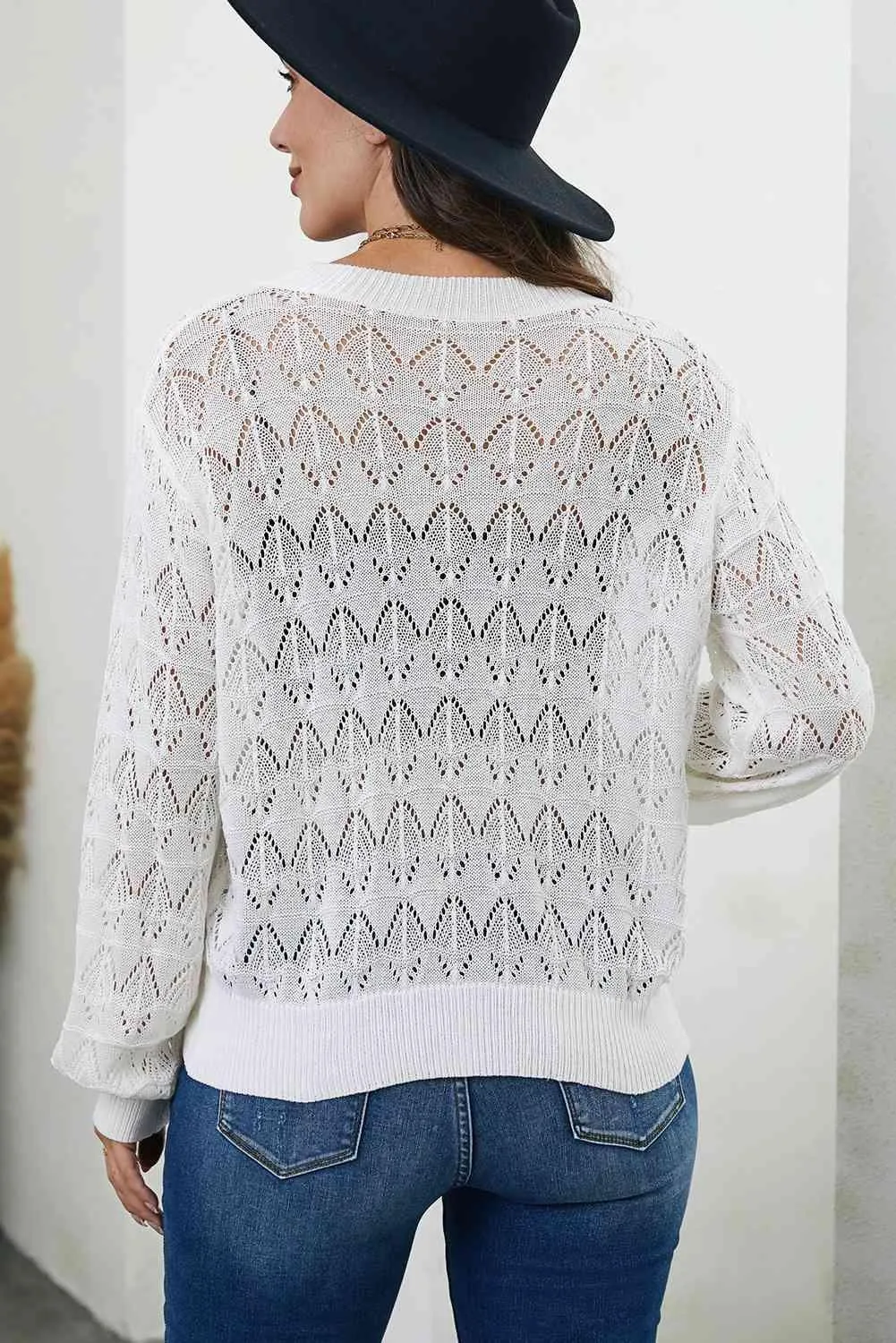 Cozy Any Season Buttoned V-Neck Open Knit Cardigan