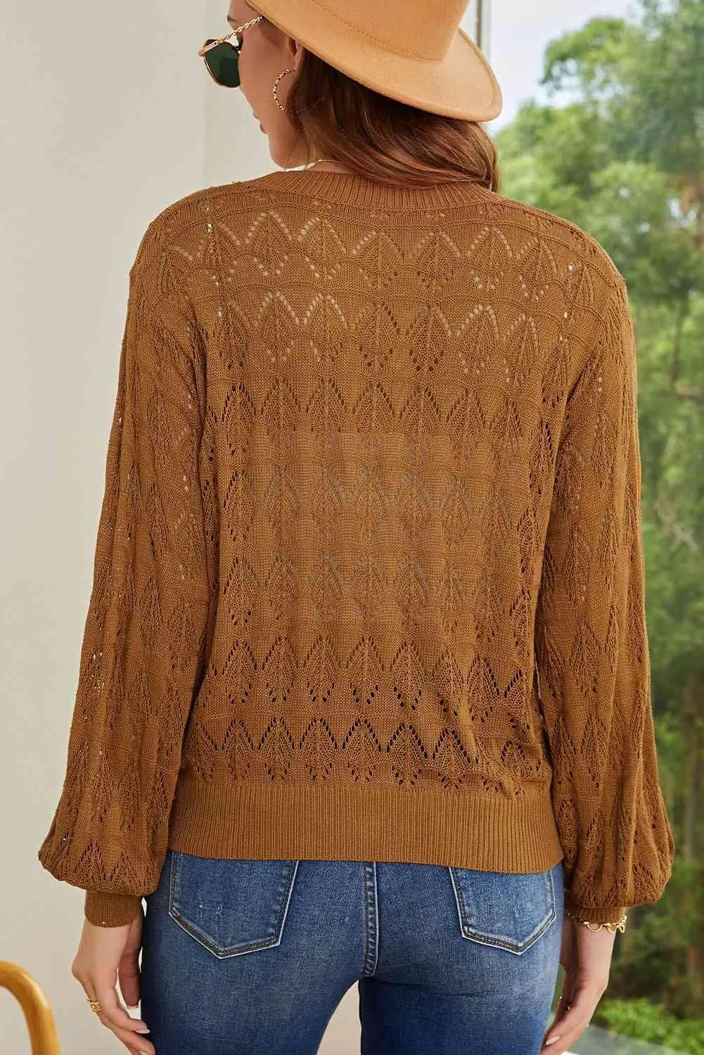 Cozy Any Season Buttoned V-Neck Open Knit Cardigan
