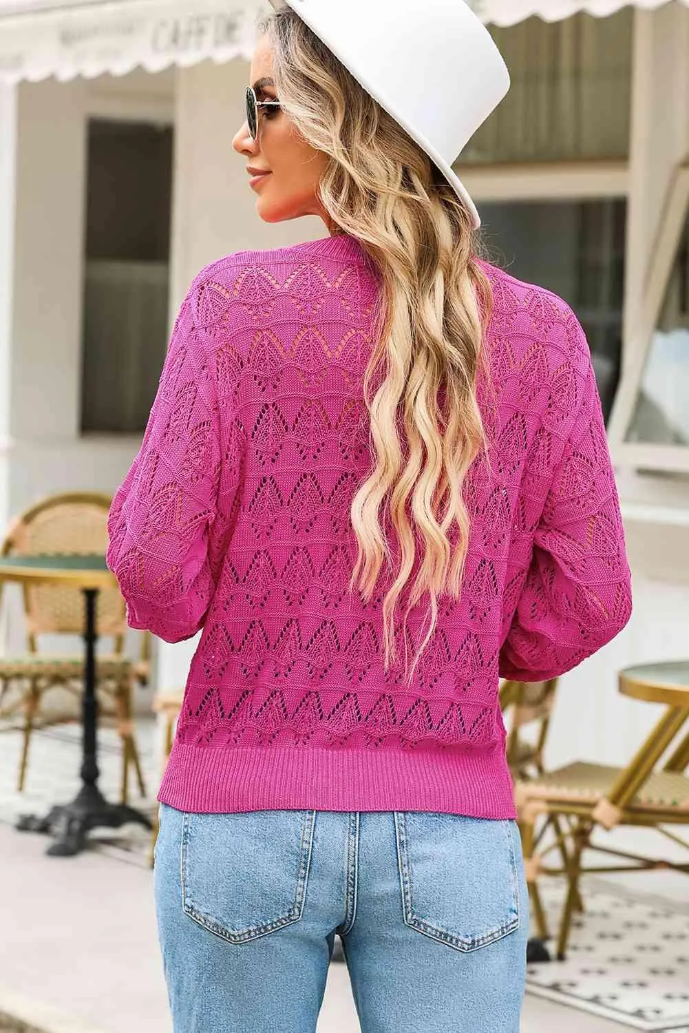 Cozy Any Season Buttoned V-Neck Open Knit Cardigan
