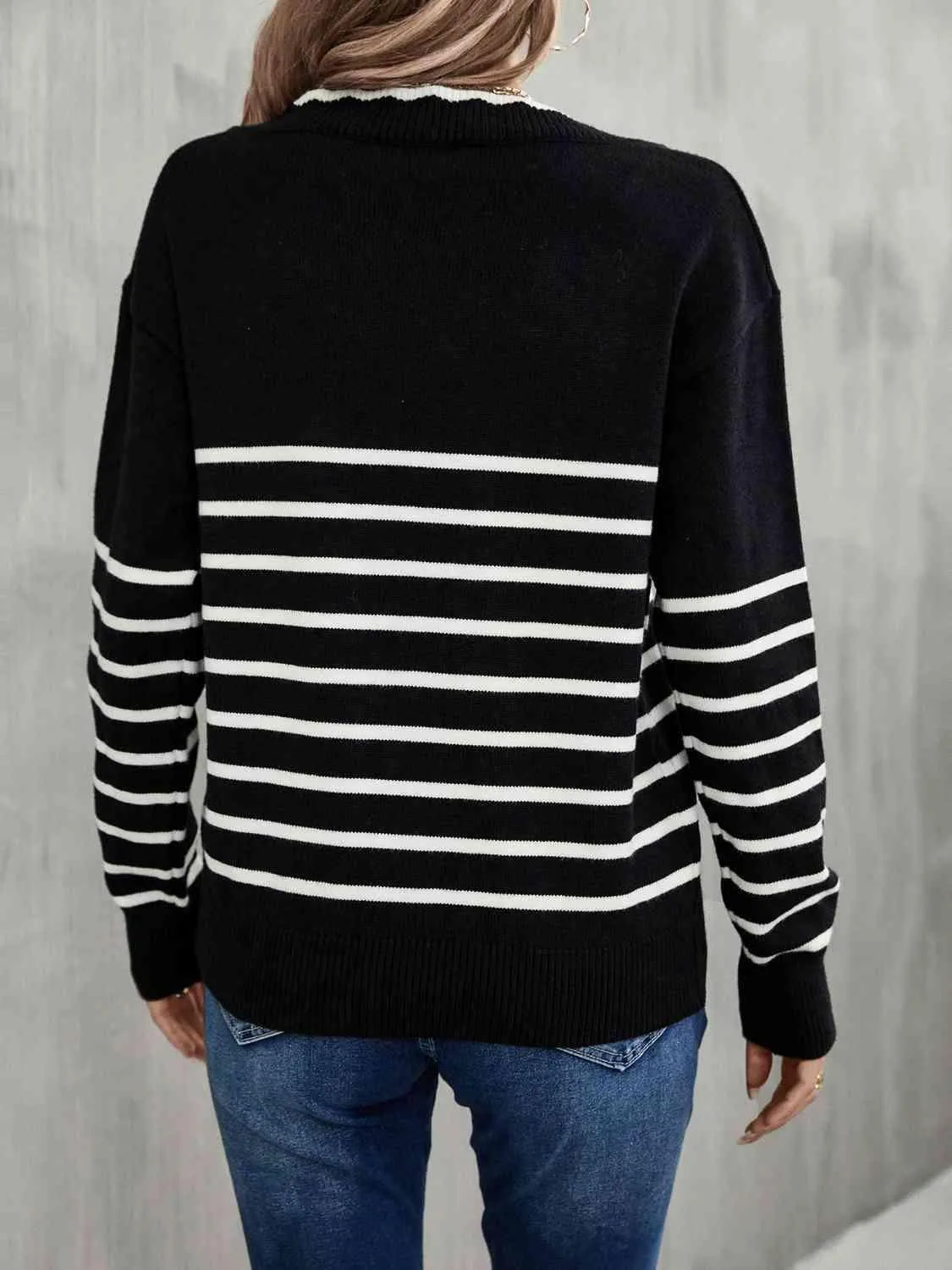 Cozy Season Striped V Neck Sweater