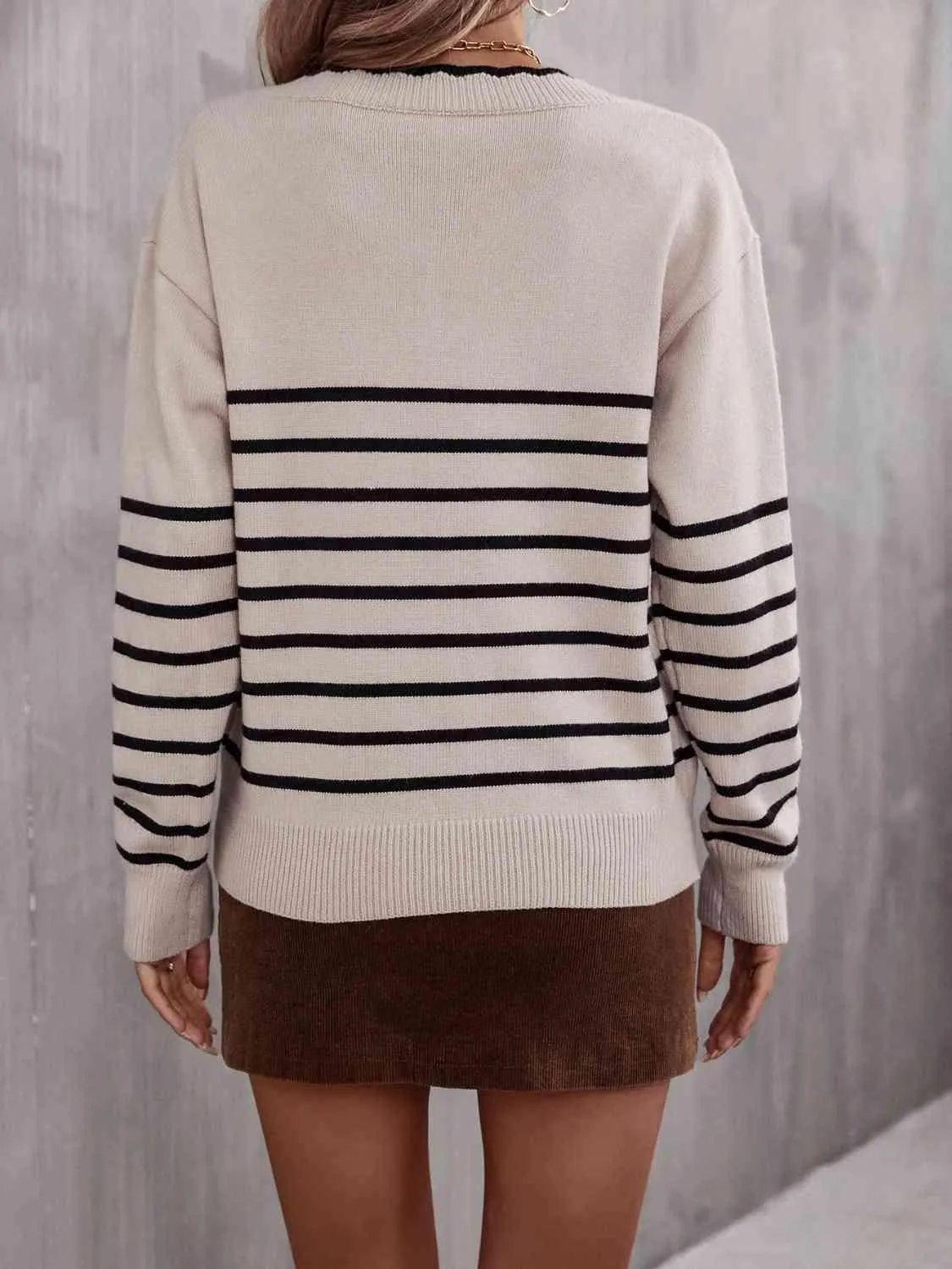 Cozy Season Striped V Neck Sweater