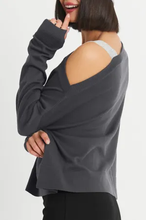 Cut Away Contrast Sweater