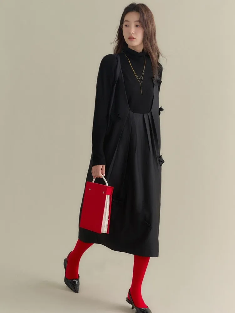 Cutsww Simple Plain Long-Sleeve High-Neck Knit
