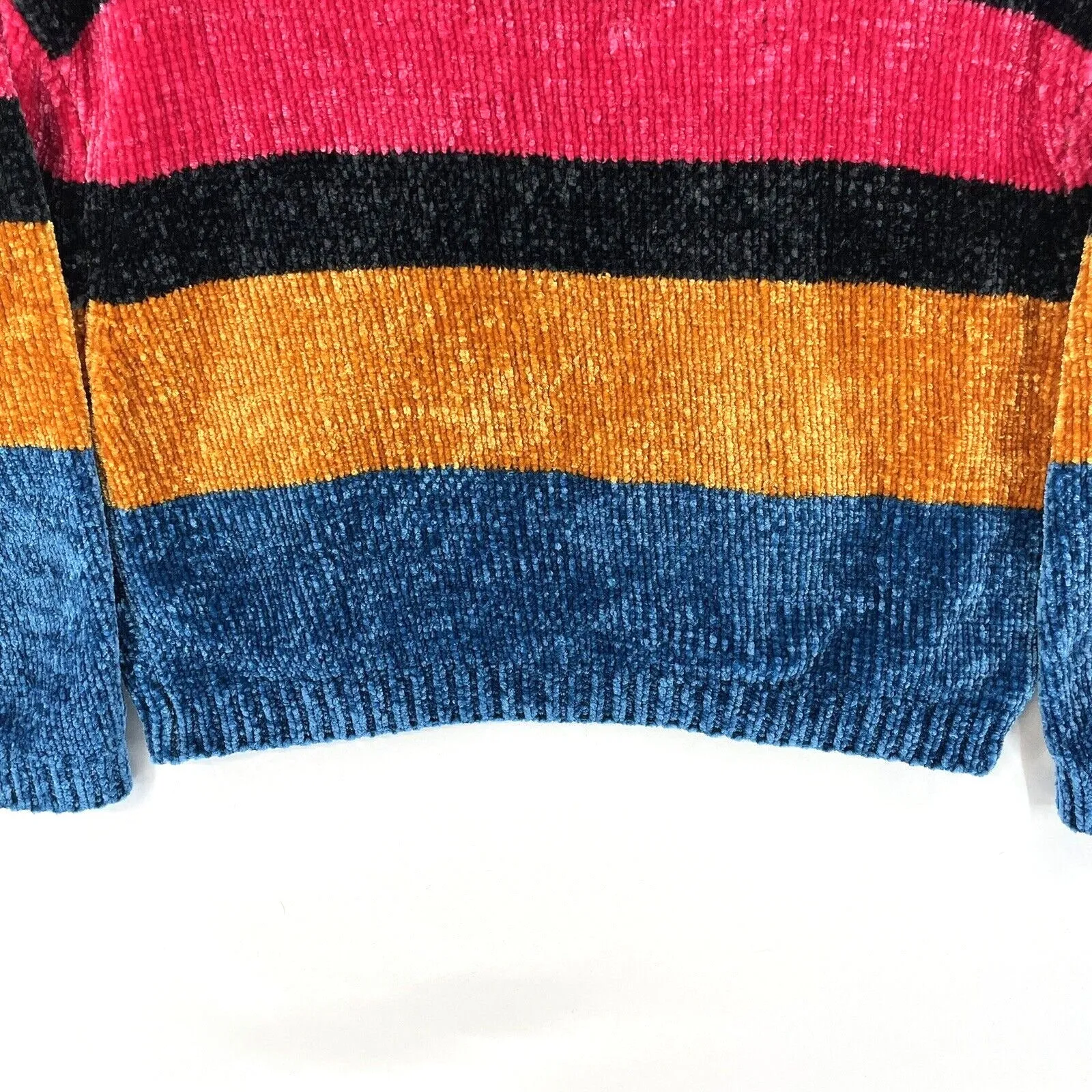 Deep Sugar Women's Soft Sweater Cozy Boxy Knit Bright Yellow Pink Blue Size S