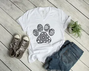 Dog Paw Print Mandala T Shirt - Dog Lover Shirt - Pet Rescue T Shirt - Dog Mom Shirt Gift - Puppy Paw Shirt