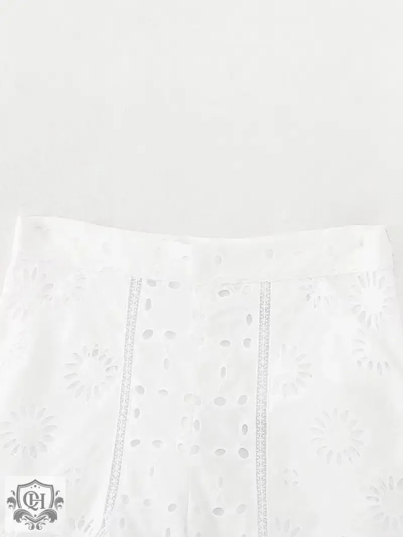 Embroidered High Waisted Shorts