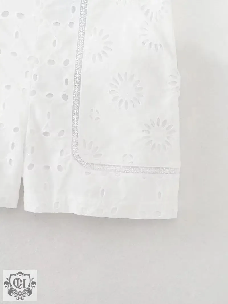 Embroidered High Waisted Shorts